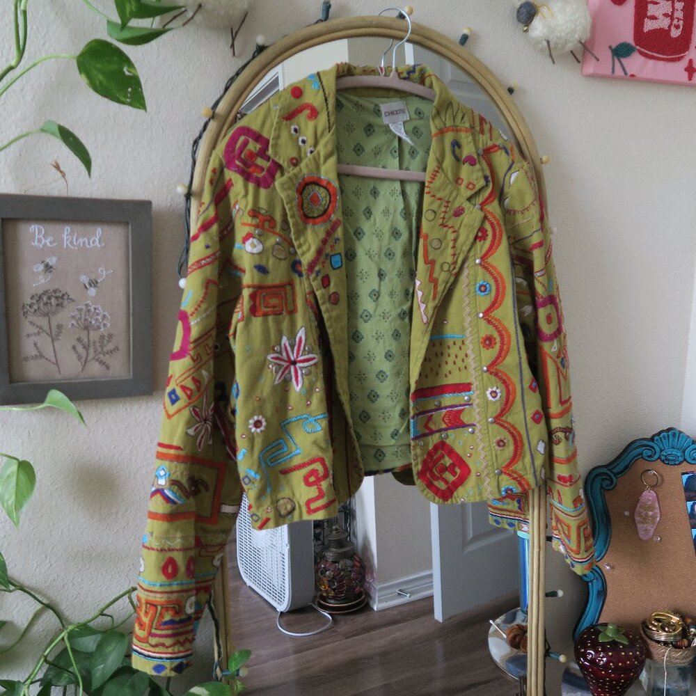 Chicos Funky Bohemian Green Jacket